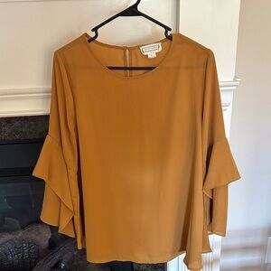 a new day Golden Ruffle Sleeve Blouse